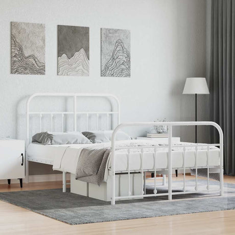 Vidaxl bedframe met hoofd- en voeteneinde metaal wit 120x200 cm