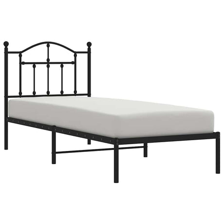 Vidaxl bedframe met hoofdbord metaal zwart 90x190 cm
