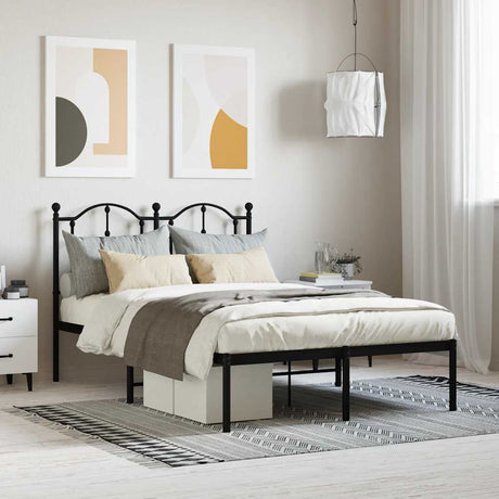 Vidaxl bedframe met hoofdbord metaal zwart 120x190 cm