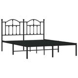 Vidaxl bedframe met hoofdbord metaal zwart 140x190 cm