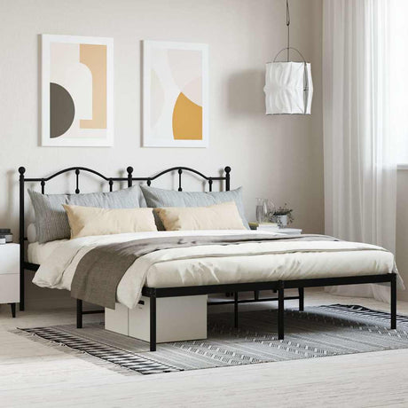 Vidaxl bedframe met hoofdbord metaal zwart 180x200 cm