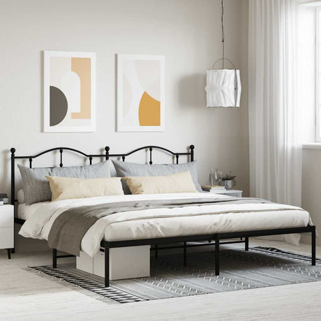 Vidaxl bedframe met hoofdbord metaal zwart 200x200 cm