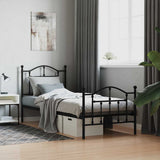Vidaxl bedframe met hoofd- en voeteneinde metaal zwart 90x200 cm