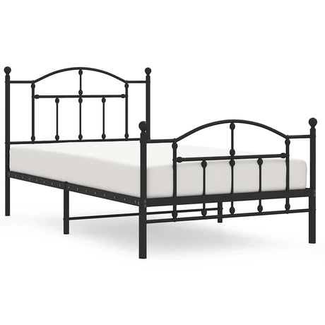 Vidaxl bedframe met hoofd- en voeteneinde metaal zwart 100x190 cm