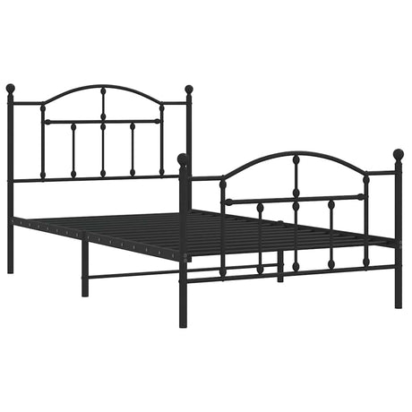 Vidaxl bedframe met hoofd- en voeteneinde metaal zwart 100x190 cm