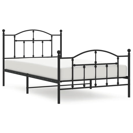 Vidaxl bedframe met hoofd- en voeteneinde metaal zwart 107x203 cm
