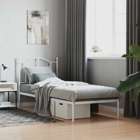 Vidaxl bedframe met hoofdbord metaal wit 90x190 cm