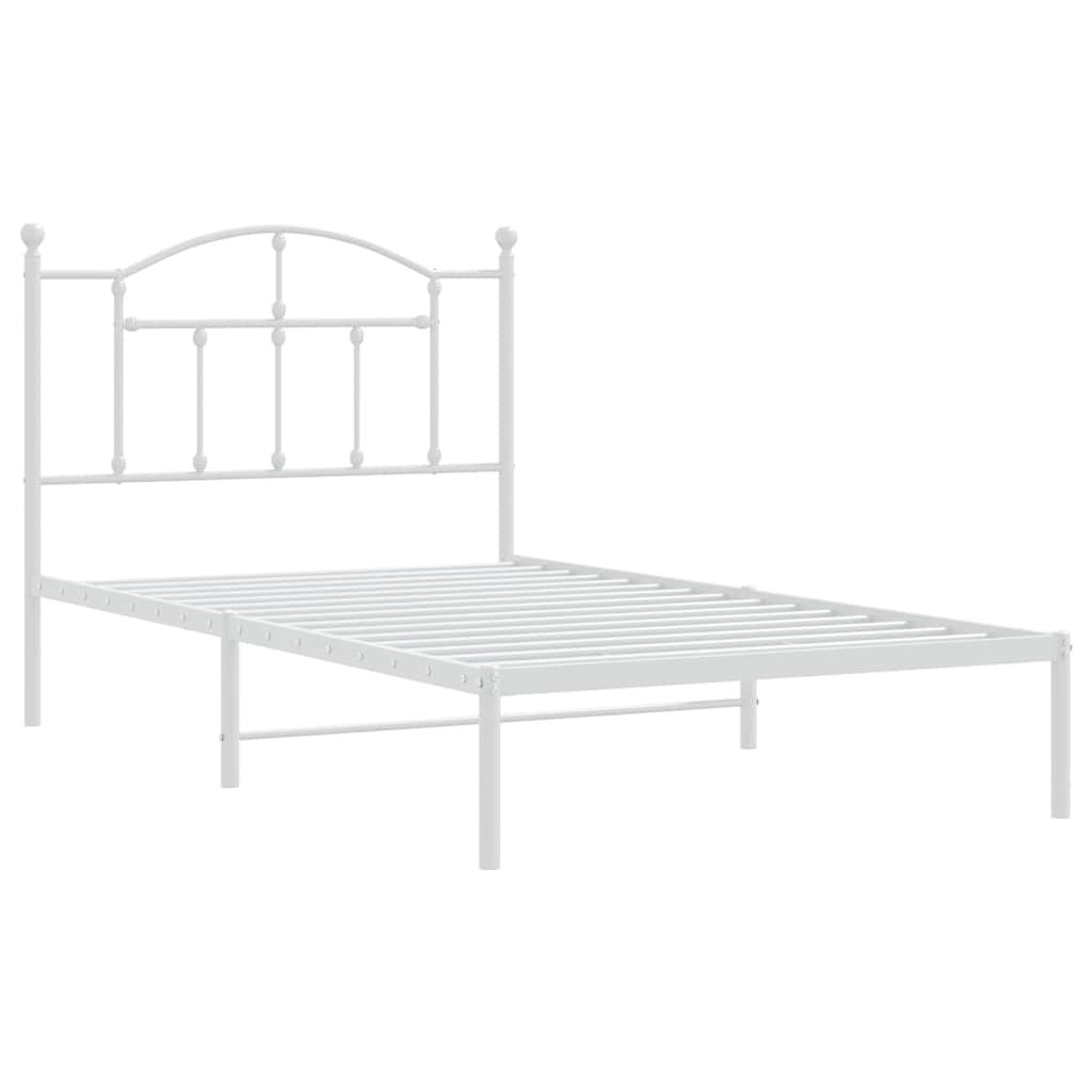 Vidaxl bedframe met hoofdbord metaal wit 100x190 cm