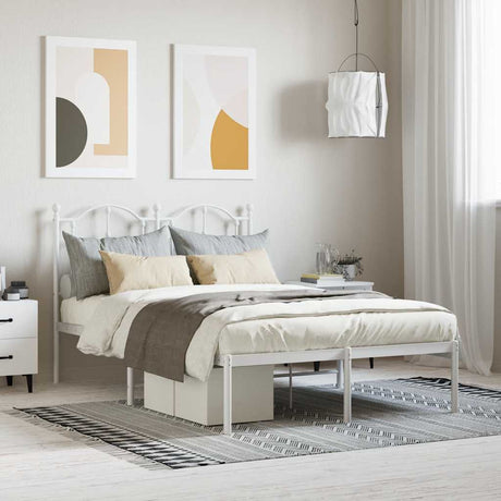 Vidaxl bedframe met hoofdbord metaal wit 120x200 cm