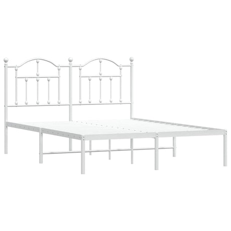 Vidaxl bedframe met hoofdbord metaal wit 140x190 cm
