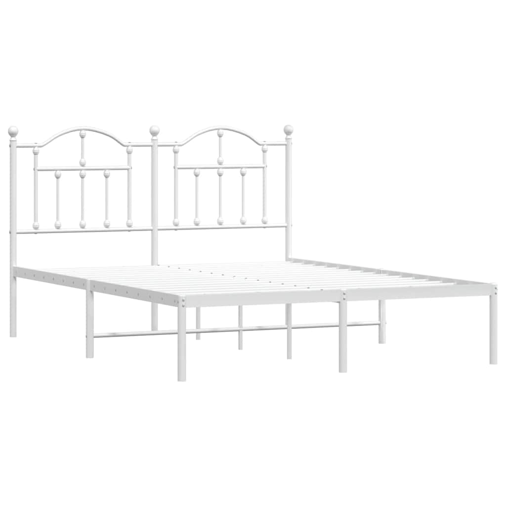 Vidaxl bedframe met hoofdbord metaal wit 140x200 cm