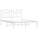 Vidaxl bedframe met hoofdbord metaal wit 140x200 cm