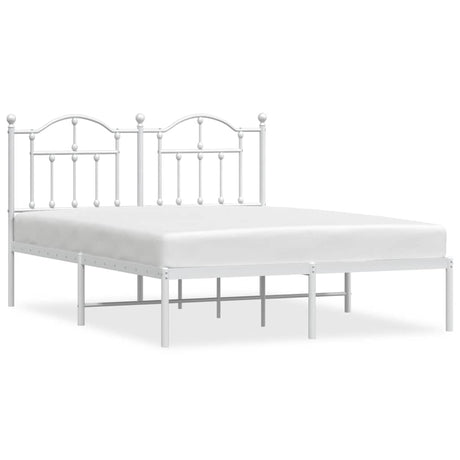 Vidaxl bedframe met hoofdbord metaal wit 150x200 cm