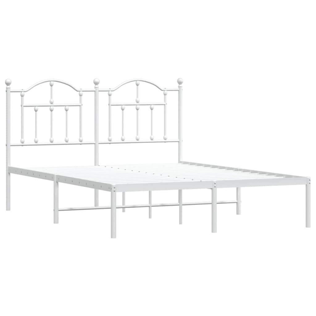 Vidaxl bedframe met hoofdbord metaal wit 150x200 cm