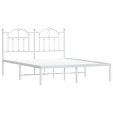 Vidaxl bedframe met hoofdbord metaal wit 150x200 cm