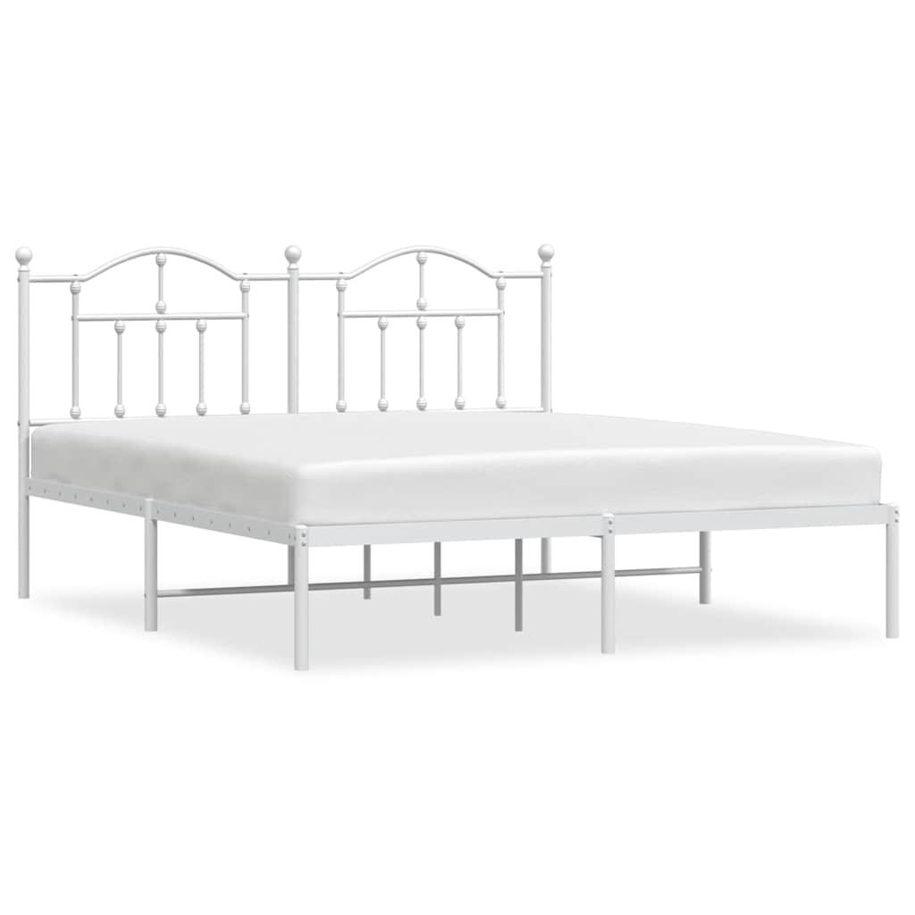 Vidaxl bedframe met hoofdbord metaal wit 183x213 cm