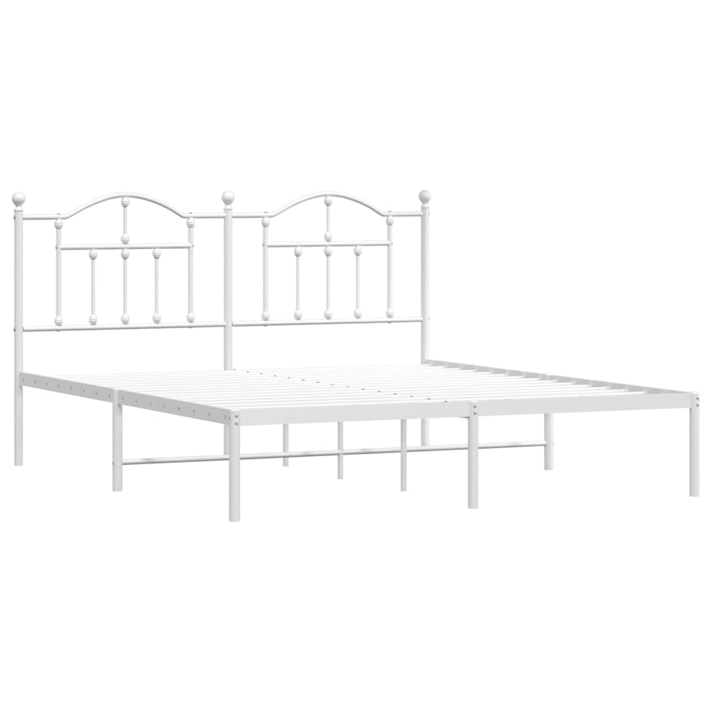 Vidaxl bedframe met hoofdbord metaal wit 183x213 cm
