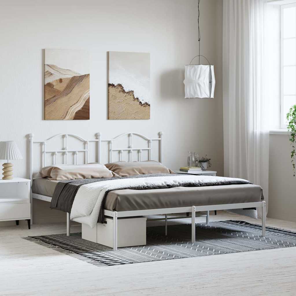 Vidaxl bedframe met hoofdbord metaal wit 183x213 cm