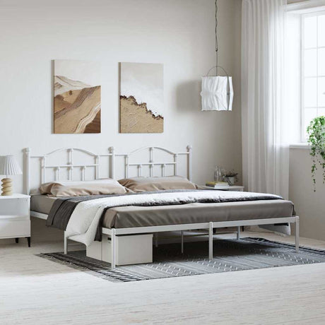 Vidaxl bedframe met hoofdbord metaal wit 193x203 cm
