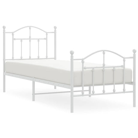 Vidaxl bedframe met hoofd- en voeteneinde metaal wit 90x190 cm