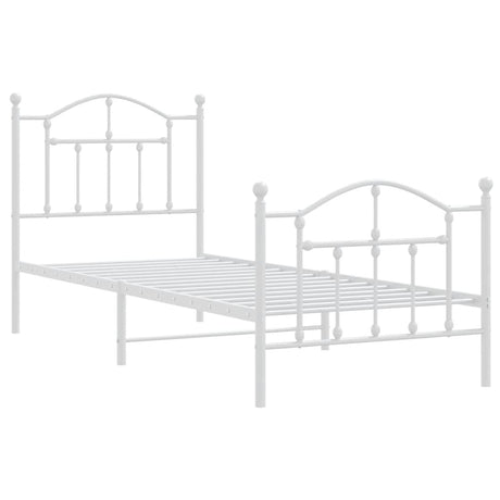 Vidaxl bedframe met hoofd- en voeteneinde metaal wit 90x200 cm