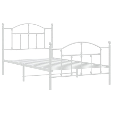 Vidaxl bedframe met hoofd- en voeteneinde metaal wit 100x190 cm