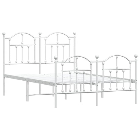 Vidaxl bedframe met hoofd- en voeteneinde metaal wit 120 x 190 cm