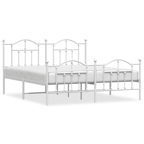 Vidaxl bedframe met hoofd- en voeteneinde metaal wit 183x213 cm