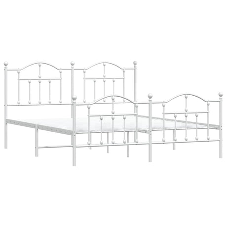 Vidaxl bedframe met hoofd- en voeteneinde metaal wit 183x213 cm