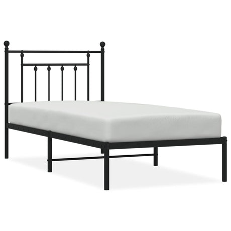 Vidaxl bedframe met hoofdbord metaal zwart 90x190 cm