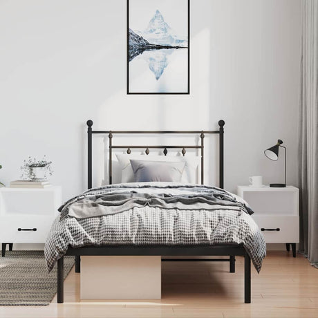 Vidaxl bedframe met hoofdbord metaal zwart 100x200 cm
