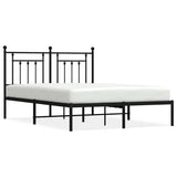 Vidaxl bedframe met hoofdbord metaal zwart 150x200 cm