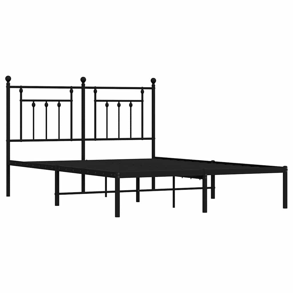 Vidaxl bedframe met hoofdbord metaal zwart 150x200 cm