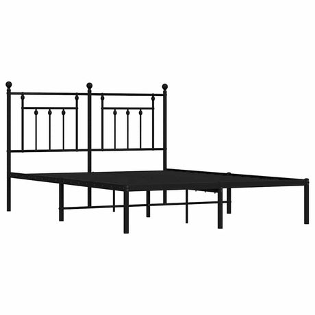 Vidaxl bedframe met hoofdbord metaal zwart 150x200 cm
