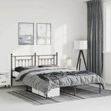 Vidaxl bedframe met hoofdbord metaal zwart 150x200 cm