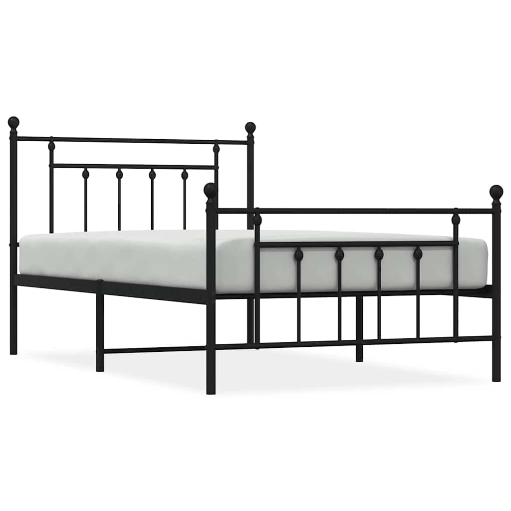 Vidaxl bedframe met hoofd- en voeteneinde metaal zwart 100x200 cm