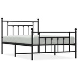 Vidaxl bedframe met hoofd- en voeteneinde metaal zwart 100x200 cm