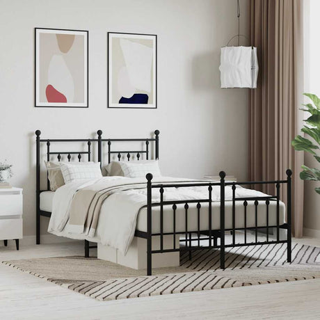 Vidaxl bedframe met hoofd- en voeteneinde metaal zwart 120x190 cm