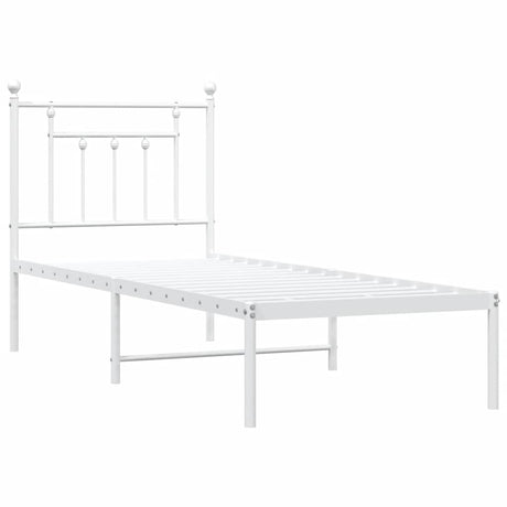 Vidaxl bedframe met hoofdbord zonder matras metaal wit 75x190 cm