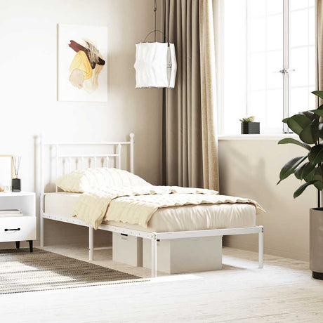 Vidaxl bedframe met hoofdbord metaal wit 90x190 cm