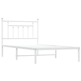 Vidaxl bedframe met hoofdbord metaal wit 100x190 cm