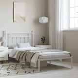 Vidaxl bedframe met hoofdbord metaal wit 100x190 cm