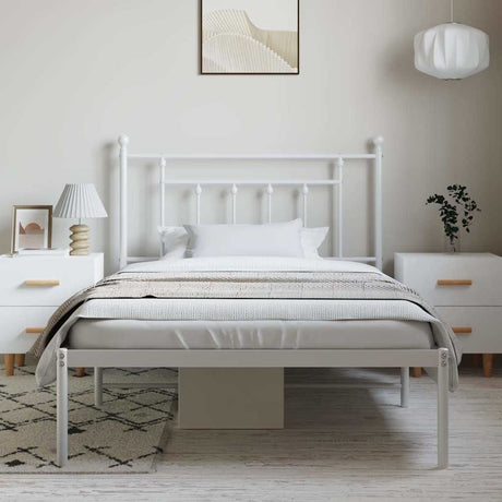 Vidaxl bedframe met hoofdbord metaal wit 100x200 cm