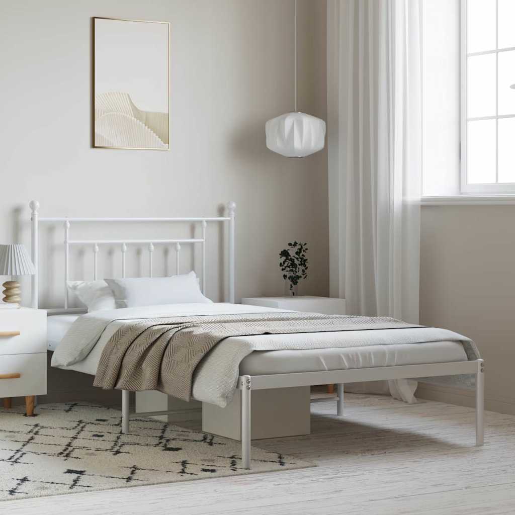 Vidaxl bedframe met hoofdbord metaal wit 100x200 cm