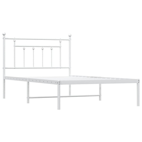 Vidaxl bedframe met hoofdbord metaal wit 107x203 cm