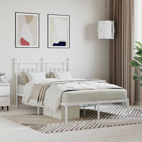 Vidaxl bedframe met hoofdbord metaal wit 120x190 cm