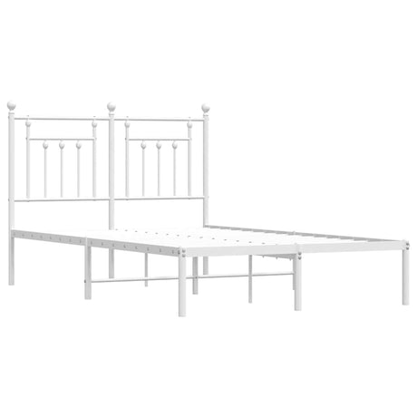 Vidaxl bedframe met hoofdbord metaal wit 135x190 cm