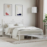 Vidaxl bedframe met hoofdbord metaal wit 140x190 cm