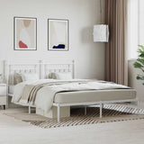 Vidaxl bedframe met hoofdbord metaal wit 160x200 cm