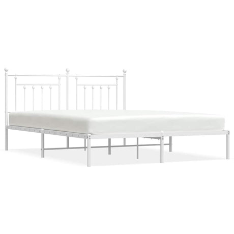 Vidaxl bedframe met hoofdbord metaal wit 180x200 cm
